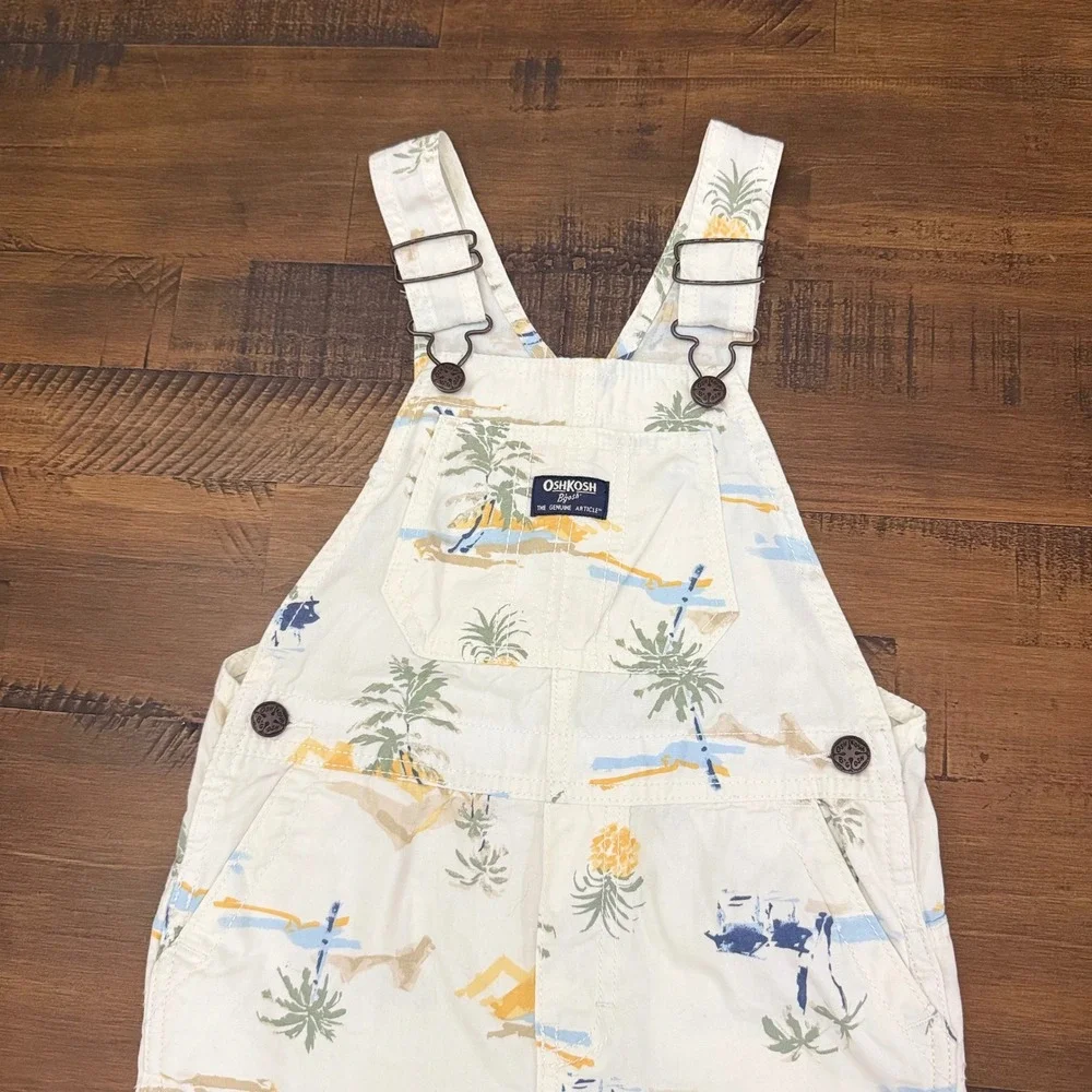 OshKosh B'gosh Kids Toddler 5T Shorts Overalls Tropical Palm Tree Print